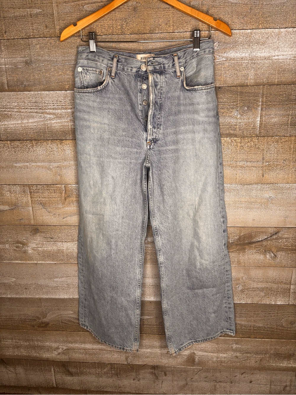 Agolde Ren Jean organic cotton Light blue button fly high rise cropped Jeans